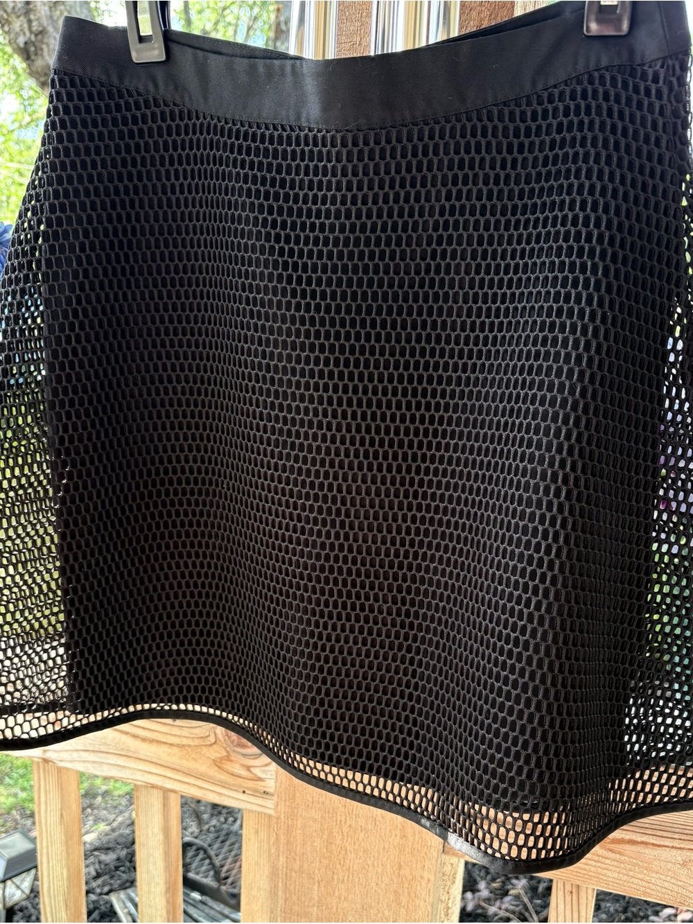 Romeo & Juliet Couture FishNet Mesh Overlay Short Flare Skirt w Back Accent Zip